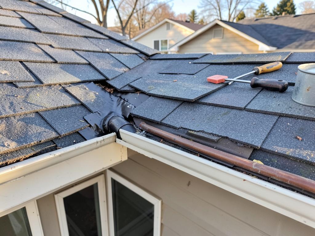 Residential roof repair work on an Idaho home